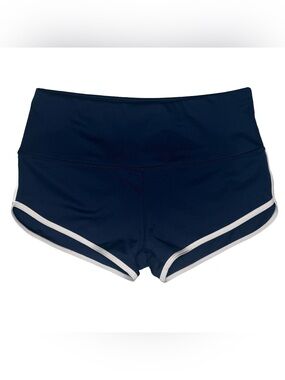 Women’s Navy Retro Athletic Booty Shorts with White Trim Size Small